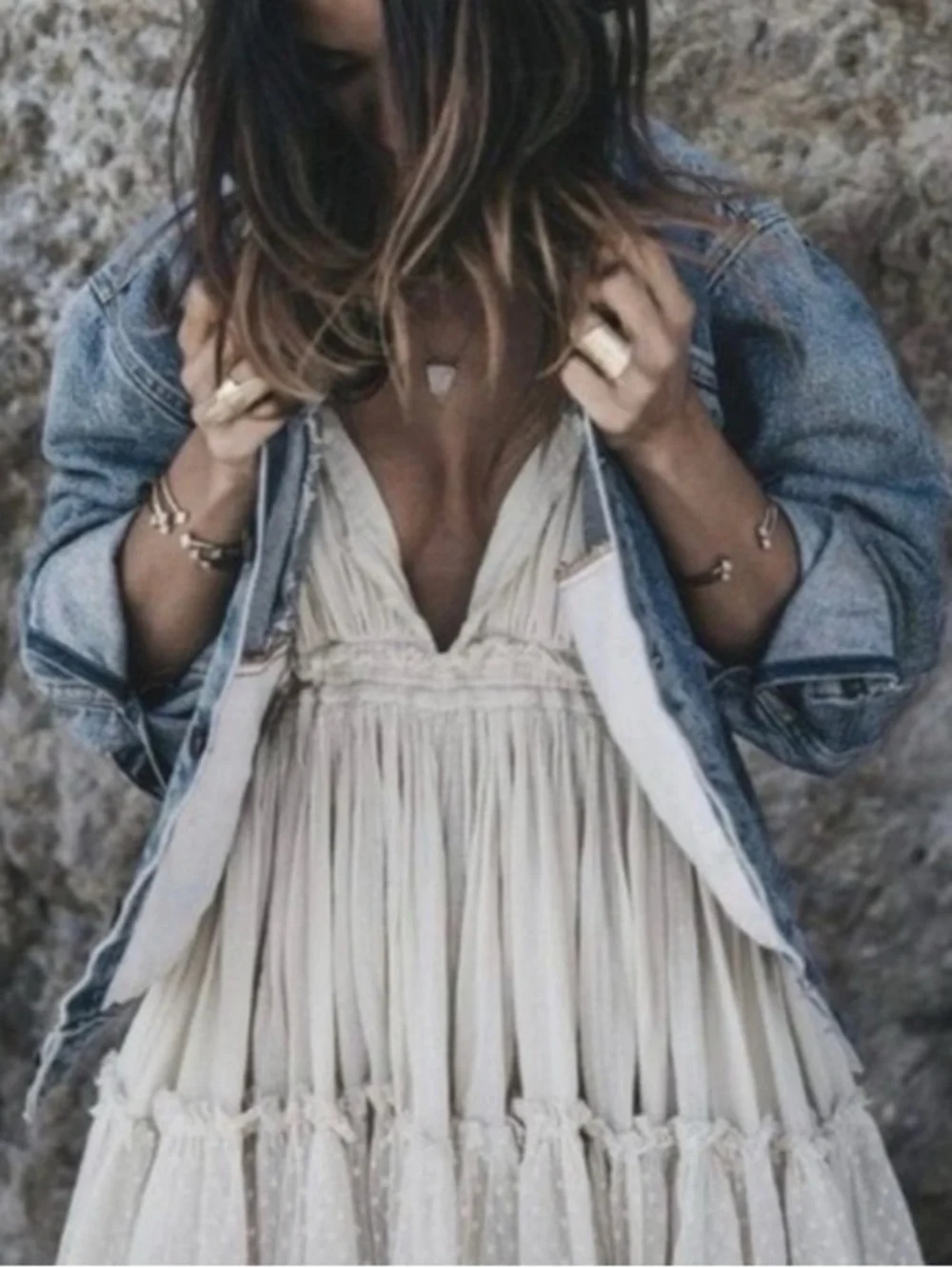 Free People 100 Degree Cream White Bohemian Party Beach Sexy Mini Dress Medium - Picture 13 of 13